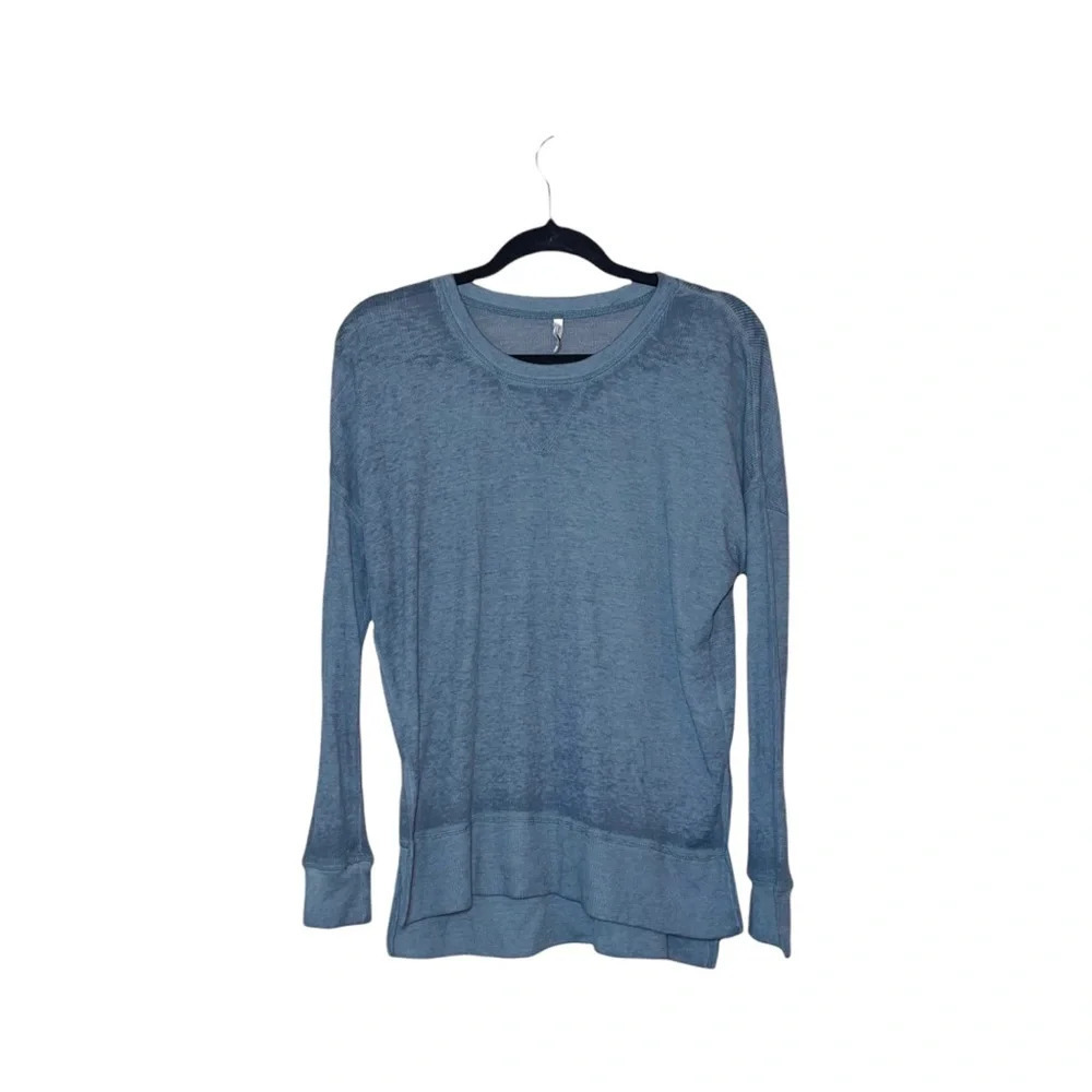 Z Supply Blue Thermal Waffle Knit Long Sleeve Tunic Top Xsmall Women’s